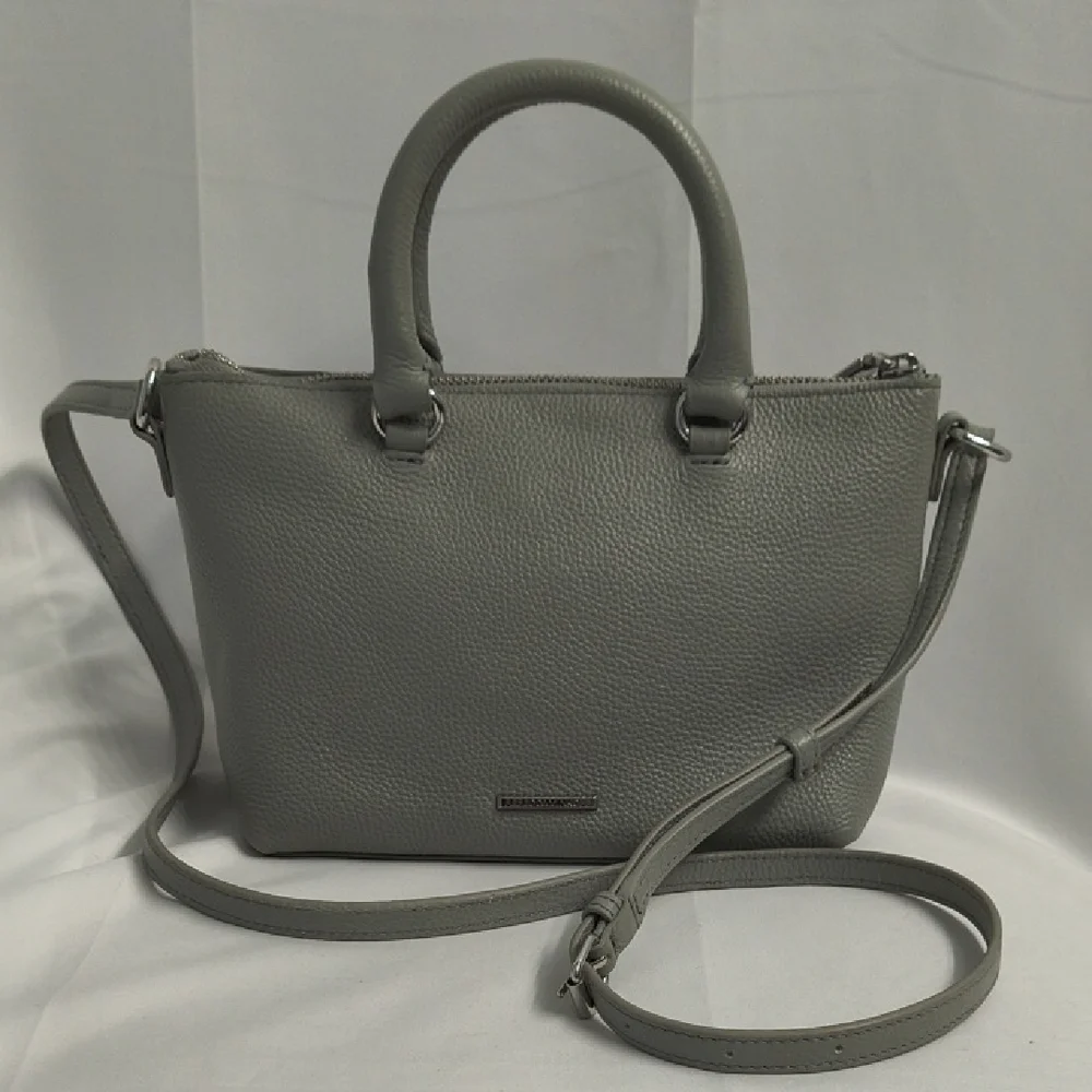 Like New Rebecca Minkoff Gray Leather Moto Crossbody Satchel - Picture 4 of 9